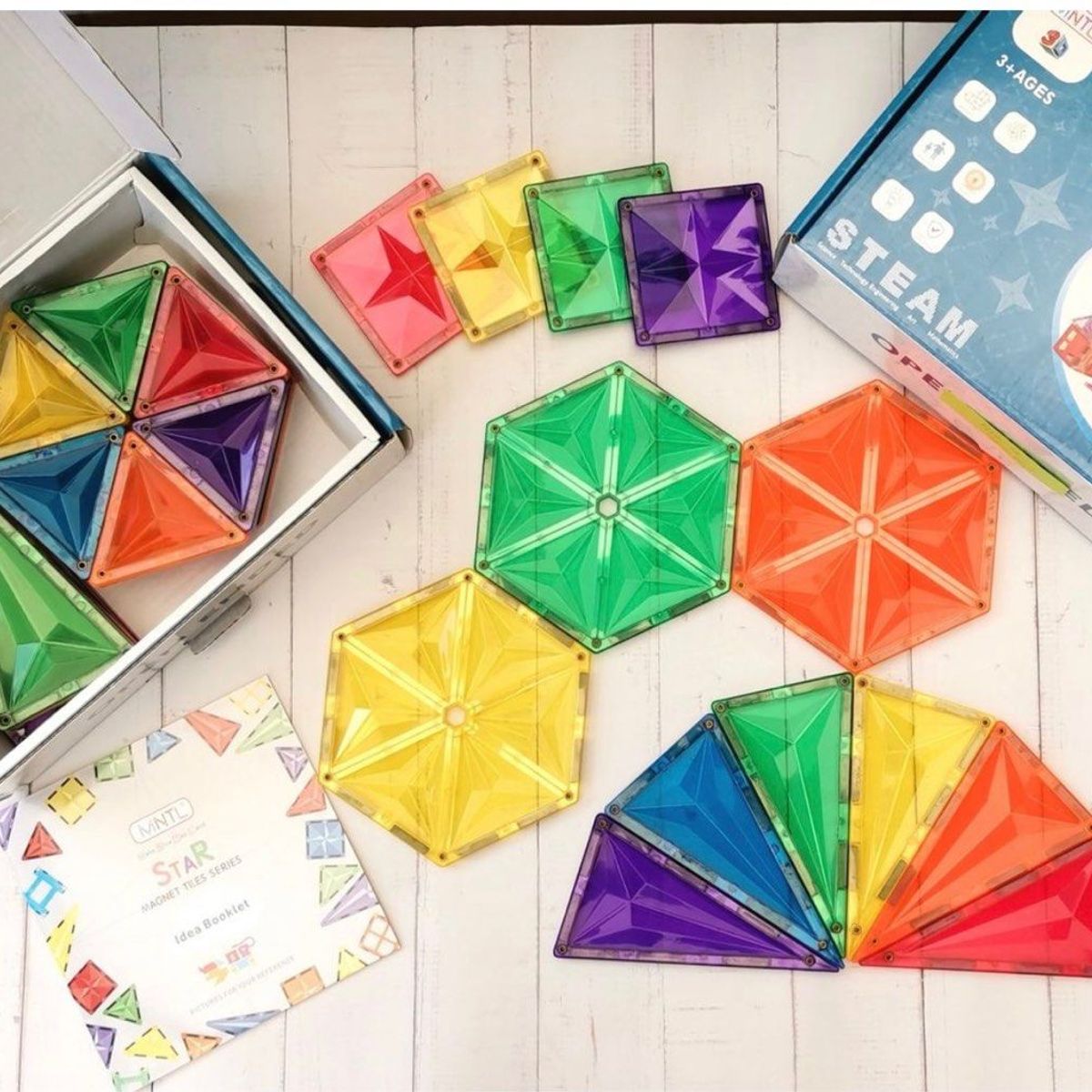 GENERICO - BLOQUES MAGNÉTICOS MNTL 72 PCS DISEÑO ESTRELLA COLOR PASTEL