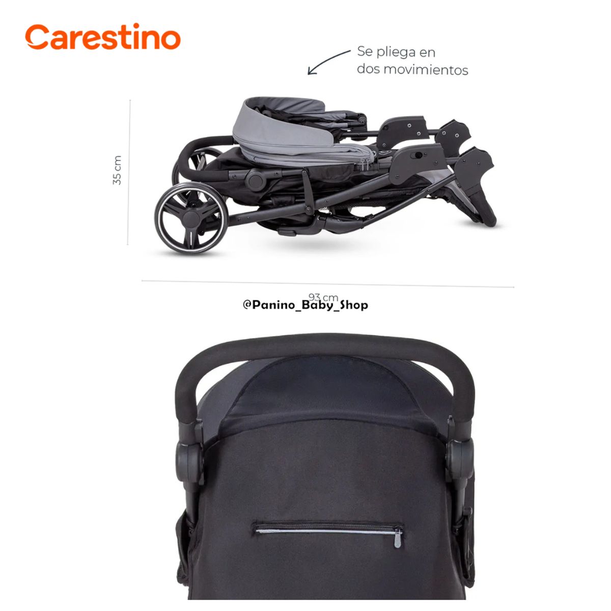 CARESTINO - Coche Cuna Travel System CARESTINO -CITY TRAVEL V3- Negro