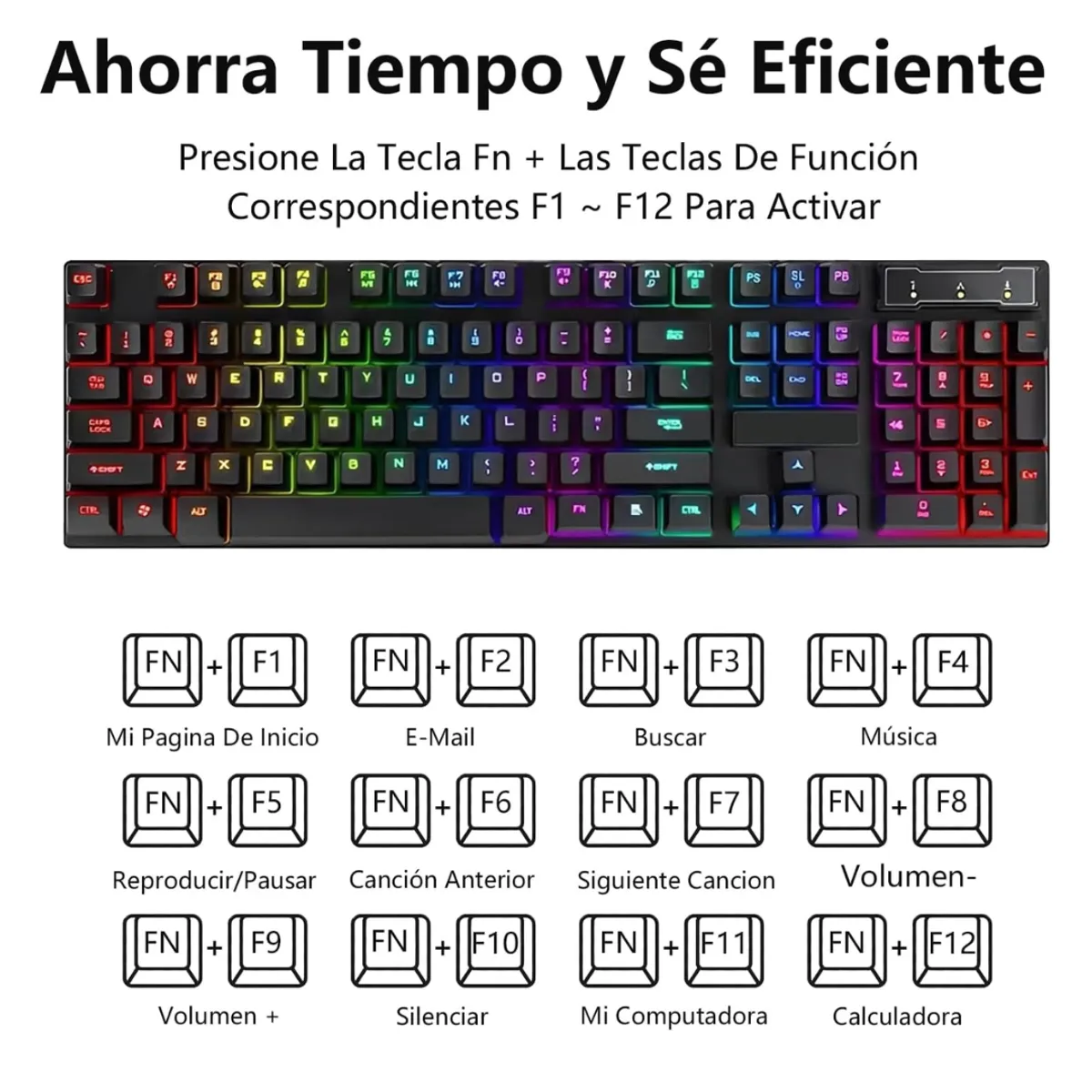 SEISA - Teclado Mecanico y Mouse Gamer RGB 2400DPI USB PC Notbook Antighosting