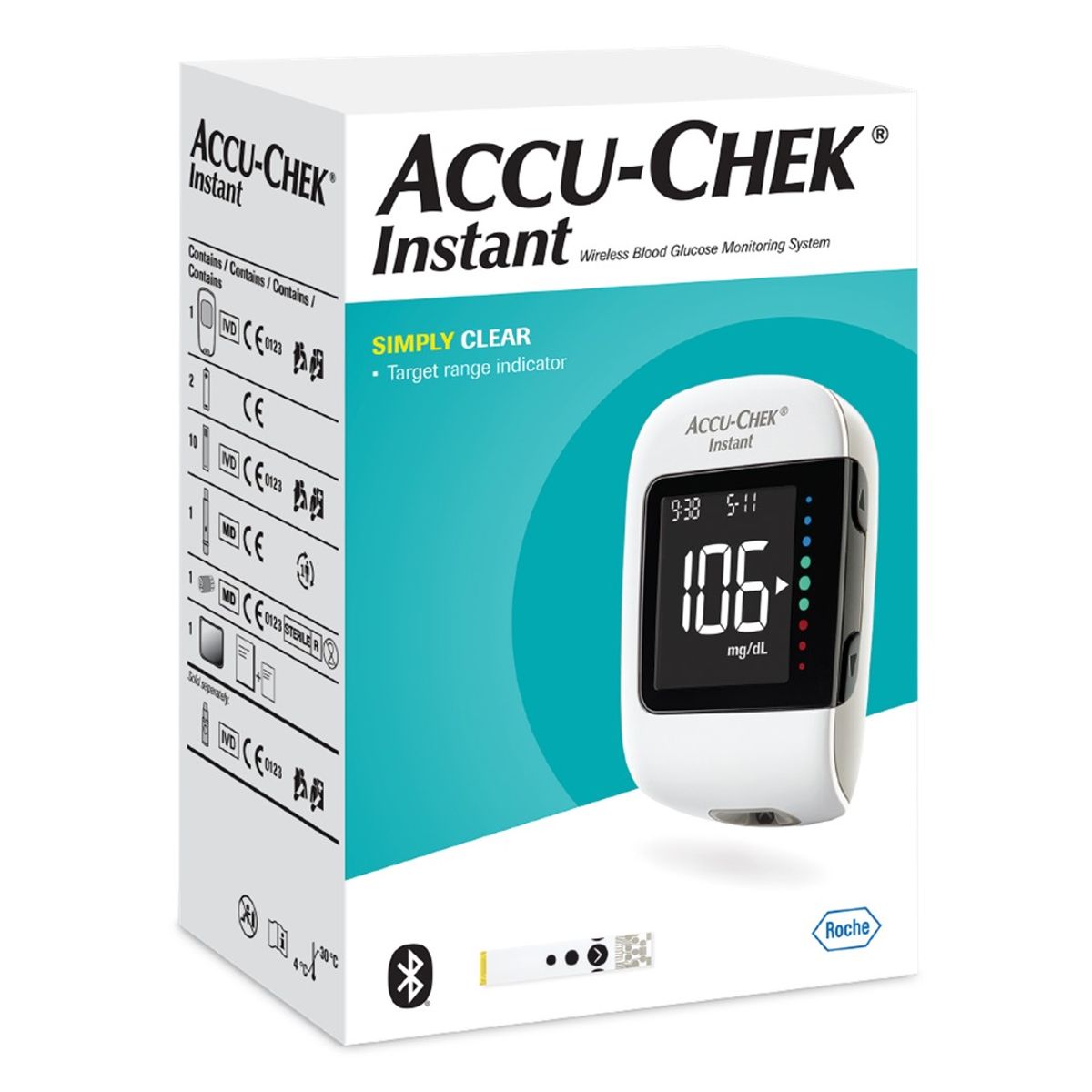 ACCU CHEK - Glucometro Accu-chek Instant mas 10 Tiras Y 10 Lancetas Blanco