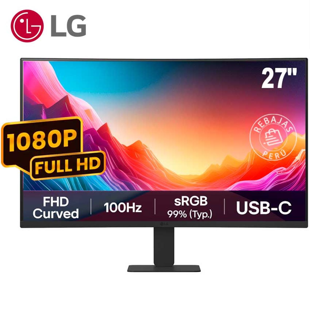 LG - Monitor LG 27 Curvo FHD 100Hz USB-C HDR VA sRGB 99% 27U421A-B