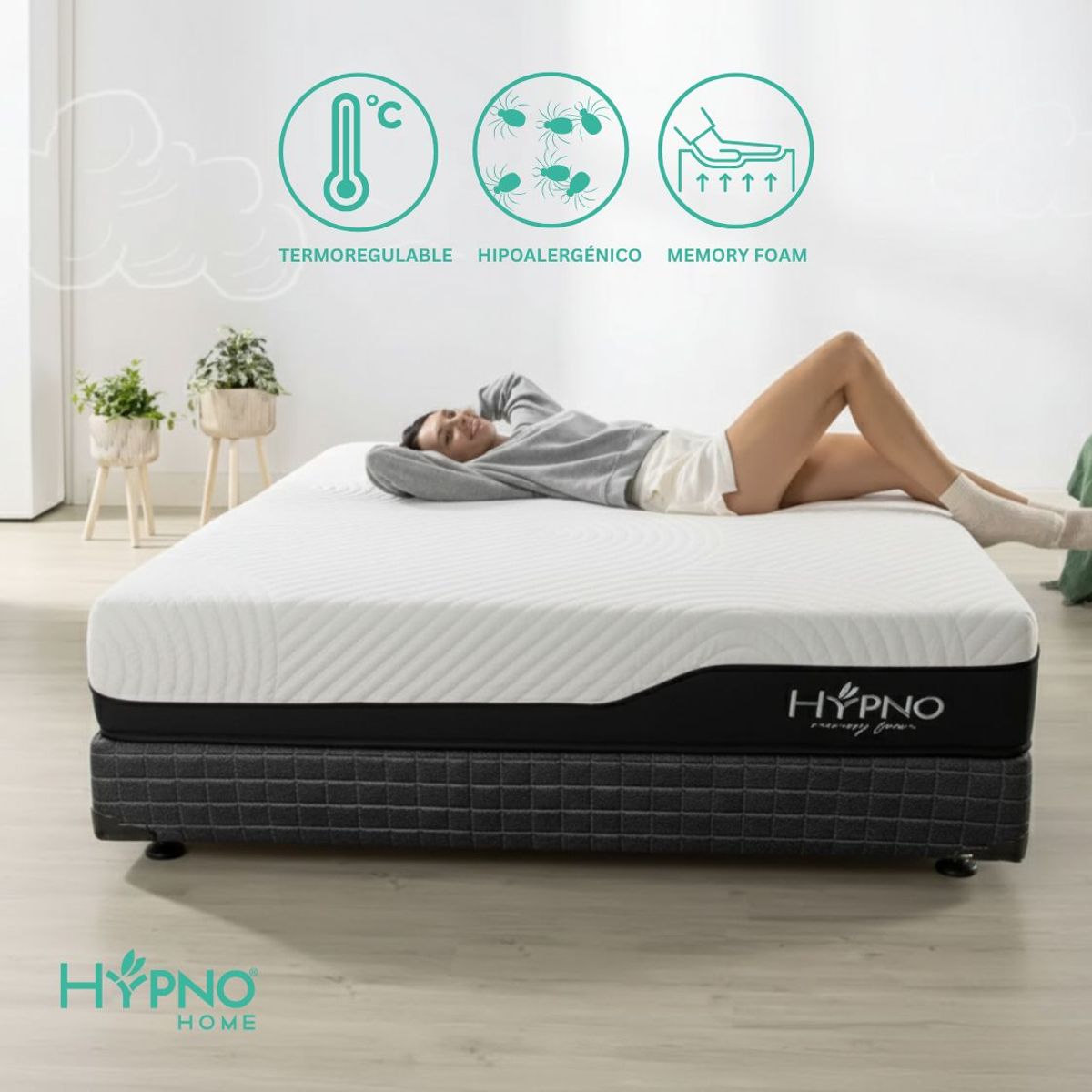 HYPNO HOME - Colchón de Memory Foam Hypno King Con Funda Bambú