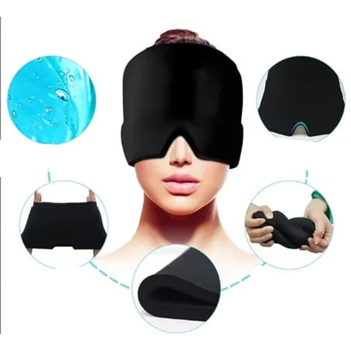 GENERICO - Gorro en Gel Para Alivio  de  Migraña Negro
