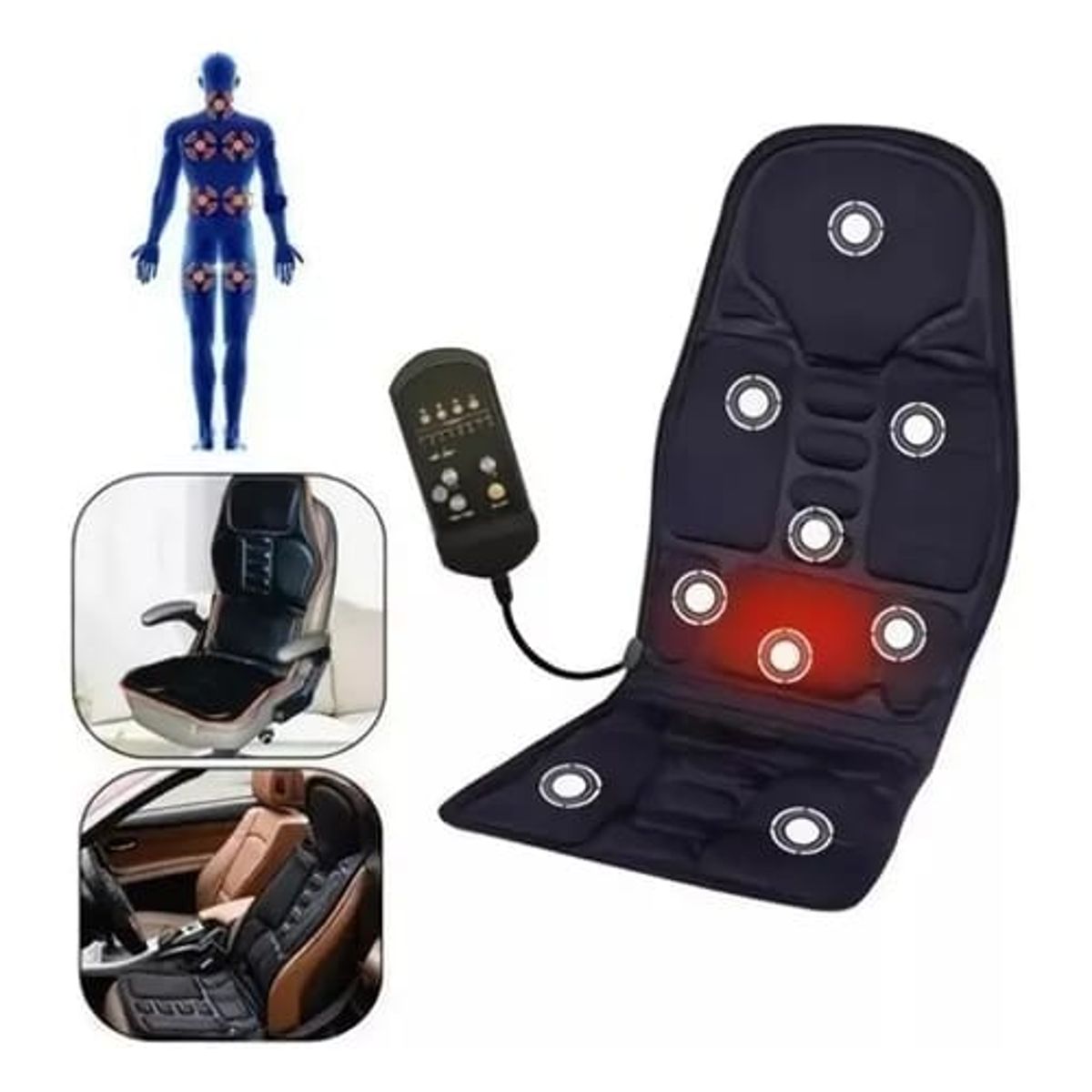 GENERICO - Silla Masaje Terapia Calor Plegable Asiento Carro Relajacion