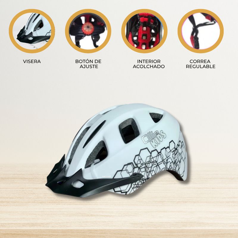 OLLIE - Casco Protector Regulable Para Niño »AERODINAMICO» White