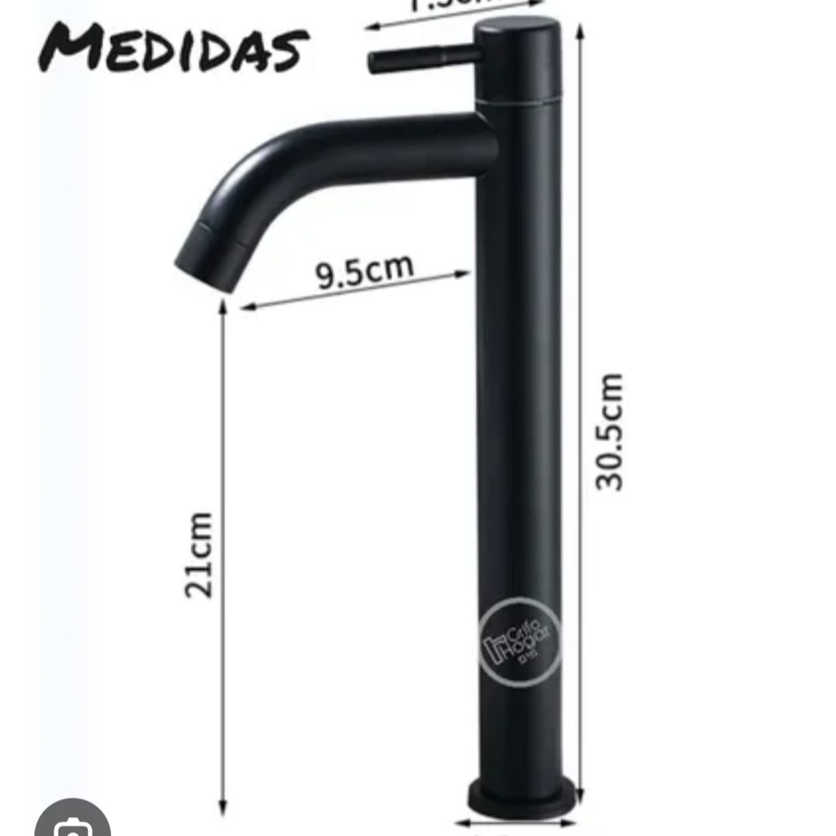 GENERICO - Grifo Caño Ovalin o bowl Liviano de 30cm de Acero Negro Mate