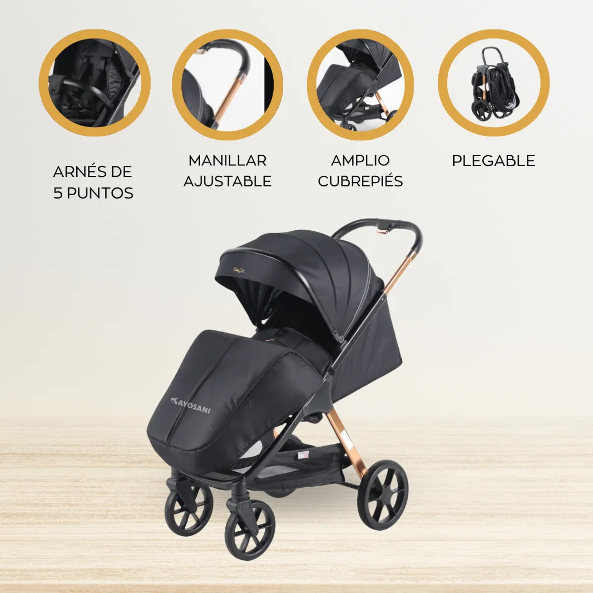 BABY GO - Coche Cuna Jogger «BRAVO» Black