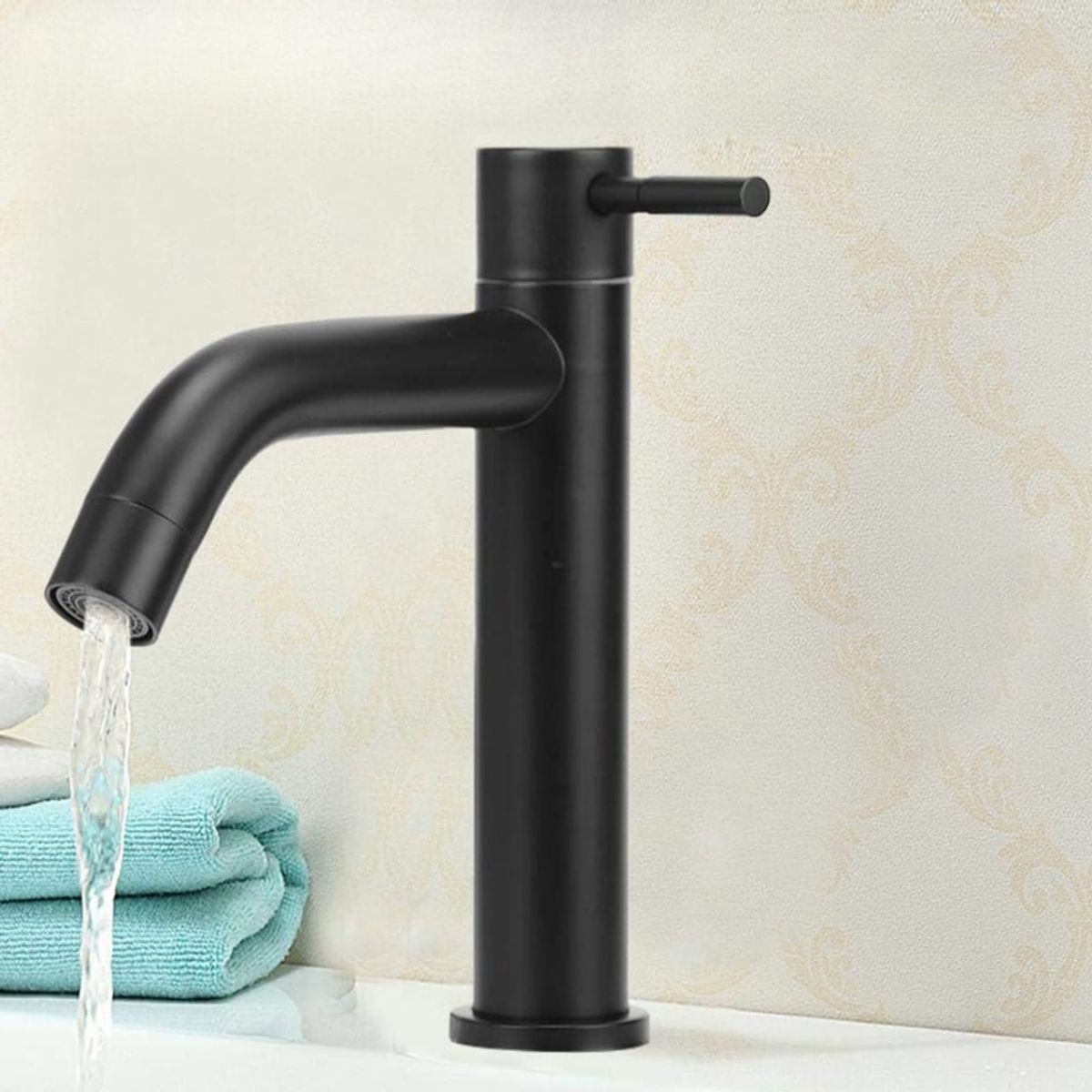 GENERICO - Grifo Caño Ovalin o bowl Liviano de 18cm de Acero Negro Mate