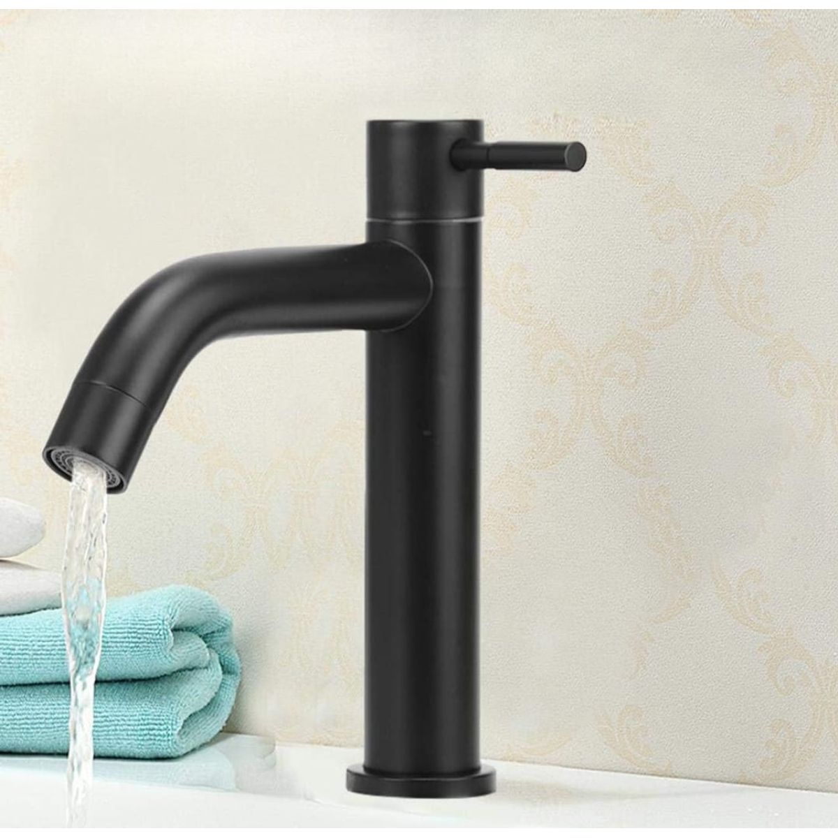 GENERICO - Grifo Caño Ovalin o bowl Liviano de 18cm de Acero Negro Mate