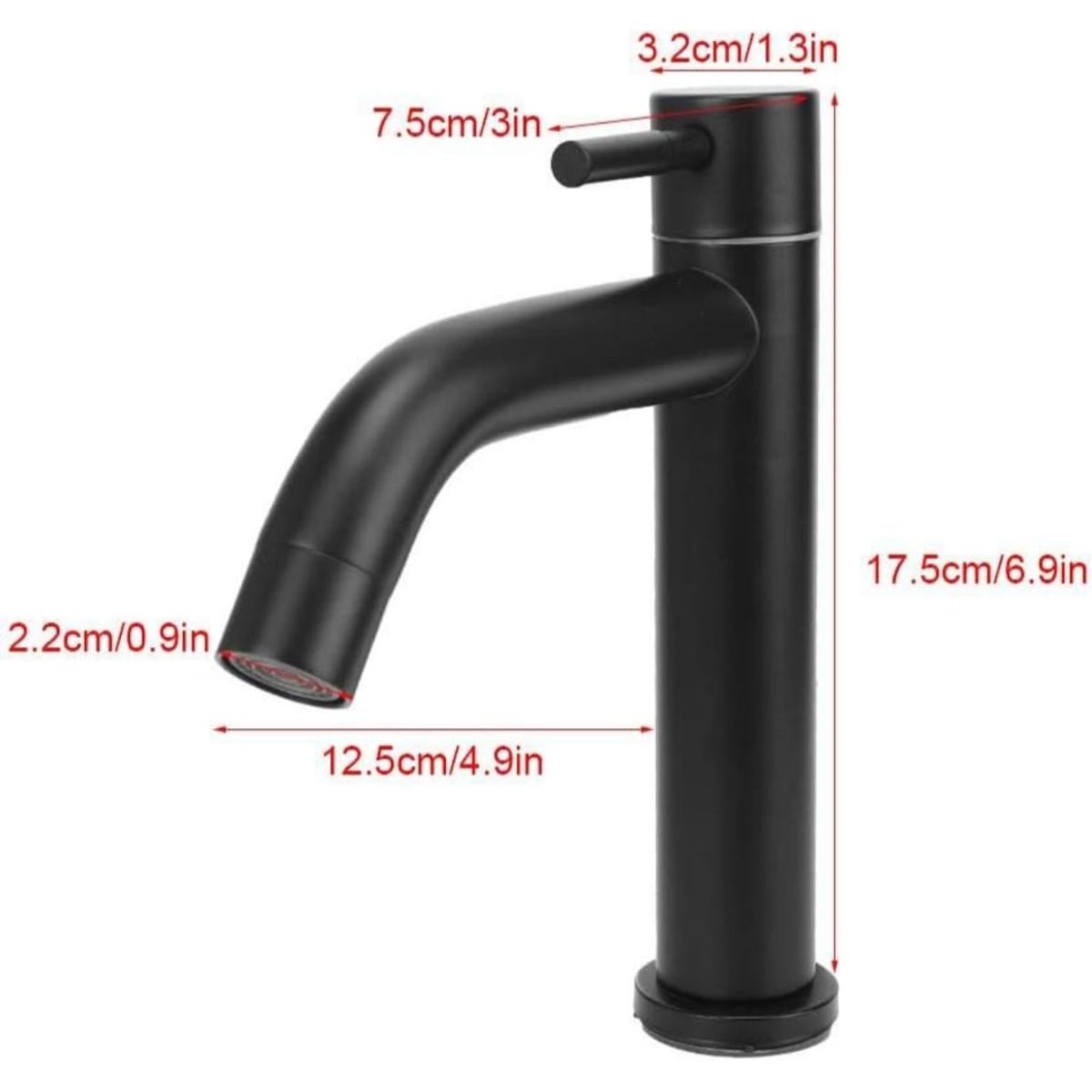 GENERICO - Grifo Caño Ovalin o bowl Liviano de 18cm de Acero Negro Mate