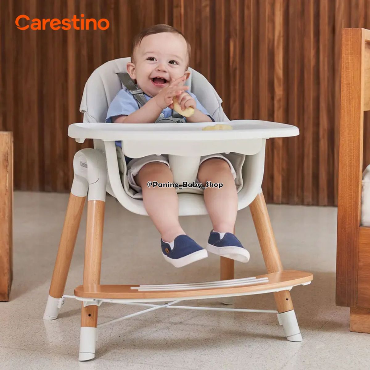 CARESTINO - Silla de Comer 2en1 CARESTINO -ESTOCOLMO- Gris Oscuro