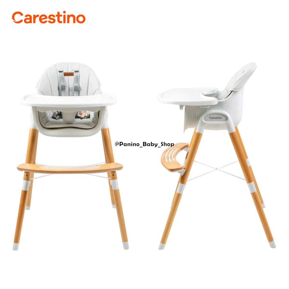 CARESTINO - Silla de Comer 2en1 CARESTINO -ESTOCOLMO- Gris Claro