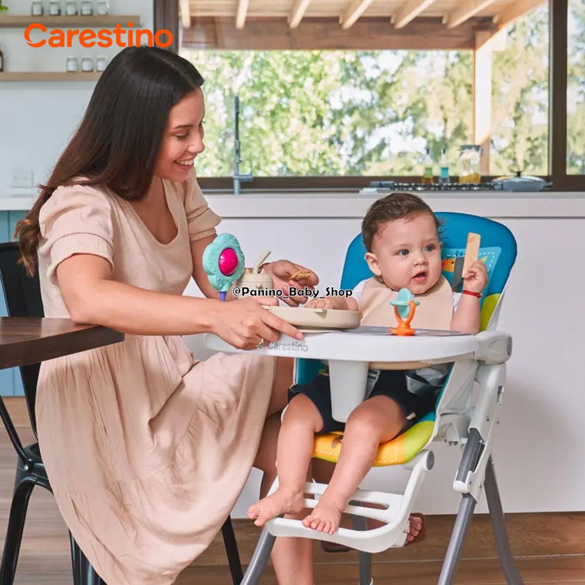 CARESTINO - Silla de Comer Plegable Compacto CARESTINO -RIO- Gris