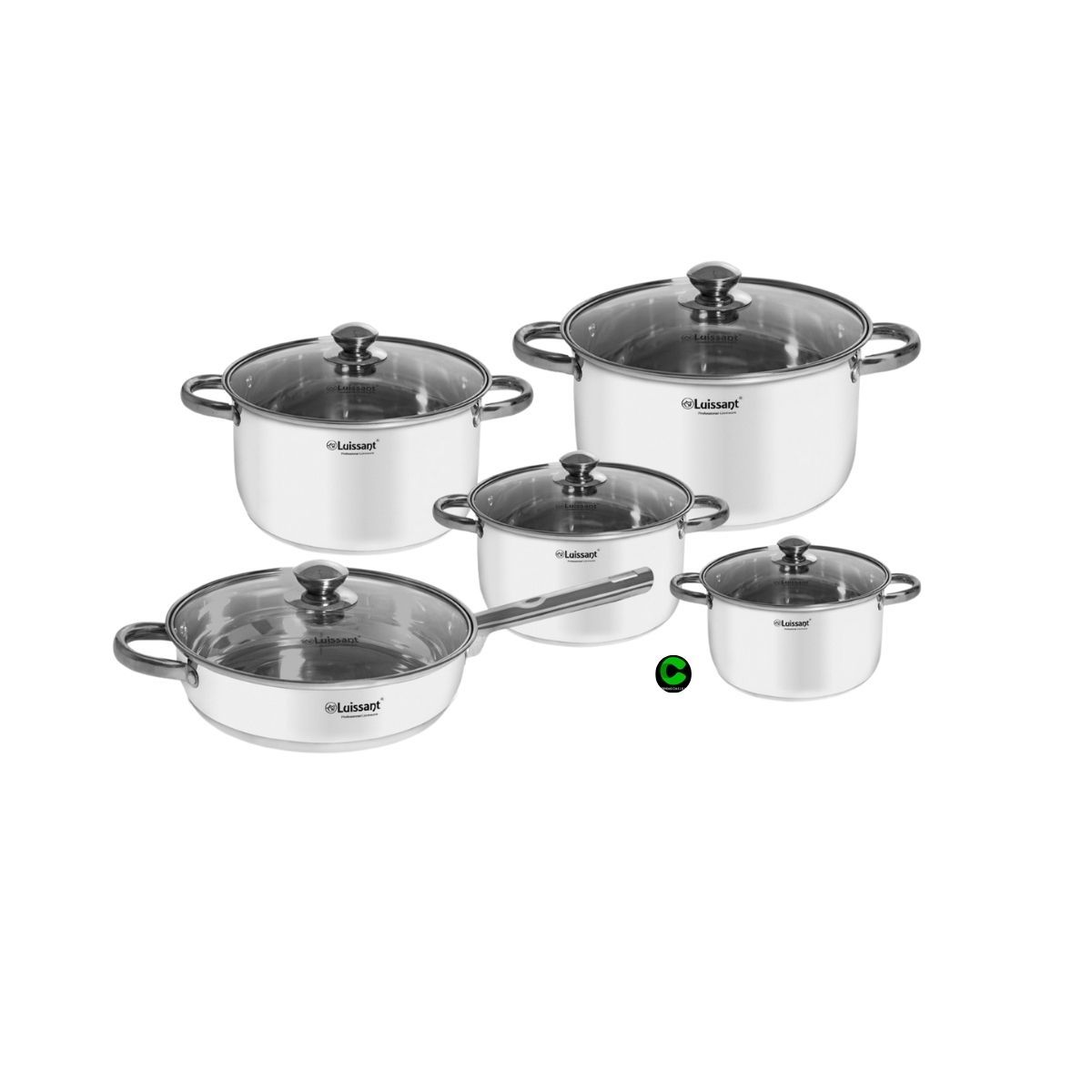 LUISSANT - Juego de ollas LUISSANT Acero Inoxidable LU-8272E 10 Pzs