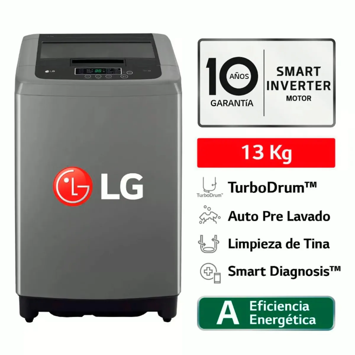 LG - LAVADORA LG - WT13BPBK 13KG CARGA SUPERIOR NEGRO CLARO