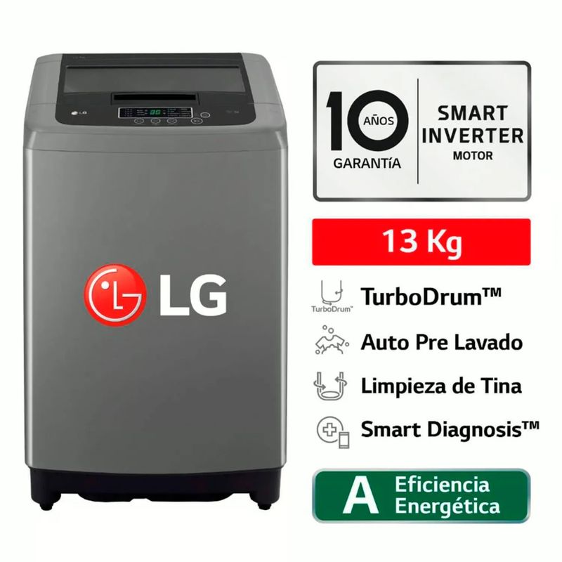 LG - LAVADORA LG - WT13BPBK 13KG CARGA SUPERIOR NEGRO CLARO