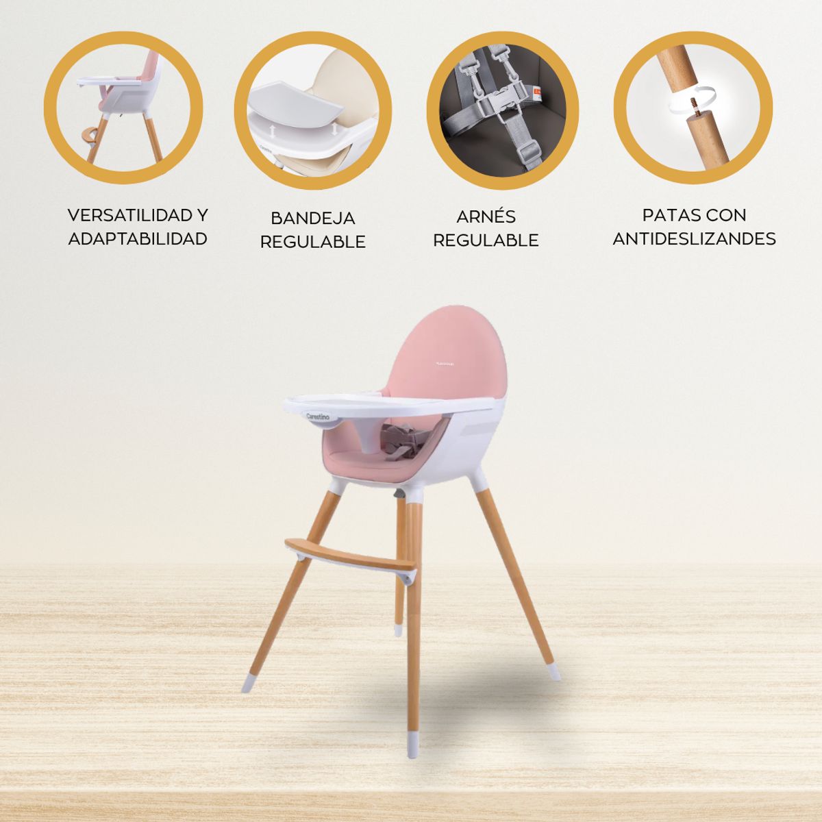 CARESTINO - Silla de Comer Nórdico  «NEO» Pink