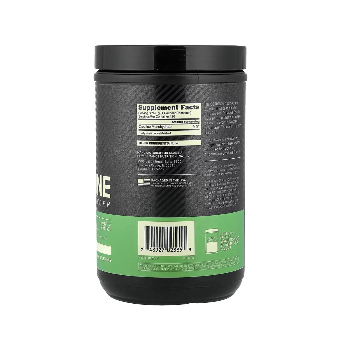 OPTIMUN NUTRITION - CREATINA ON DE 600gr CON CUCHARA MEDIDORA - MONOHIDRATADA MICRONIZADA