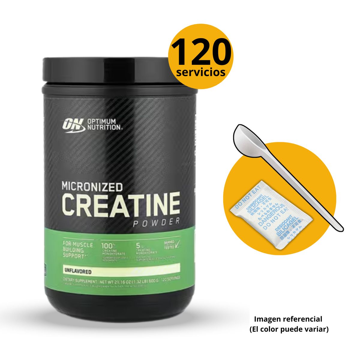 OPTIMUN NUTRITION - CREATINA ON DE 600gr CON CUCHARA MEDIDORA - MONOHIDRATADA MICRONIZADA