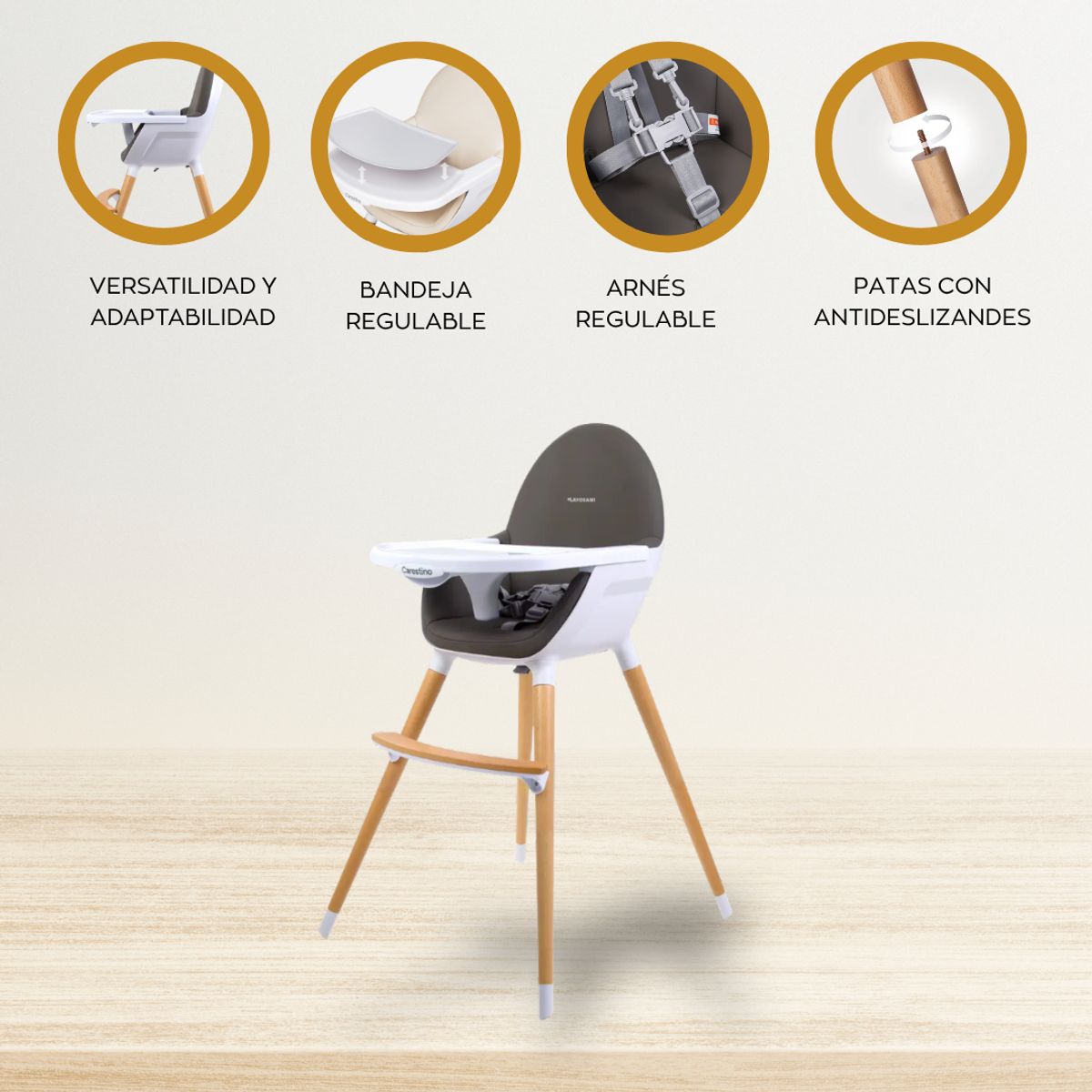 CARESTINO - Silla de Comer Nórdico «NEO» Gris Oscuro