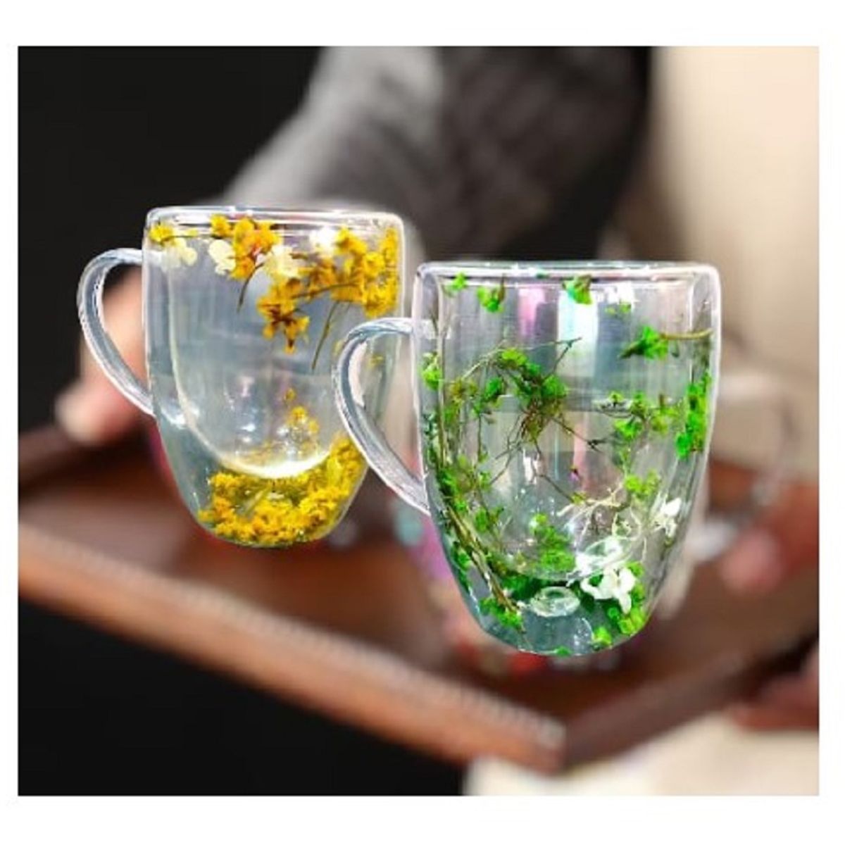 Taza De Vidrio Decorativa de Flores Secas A1 Amarillo, marca GENERICO - Foto Principal