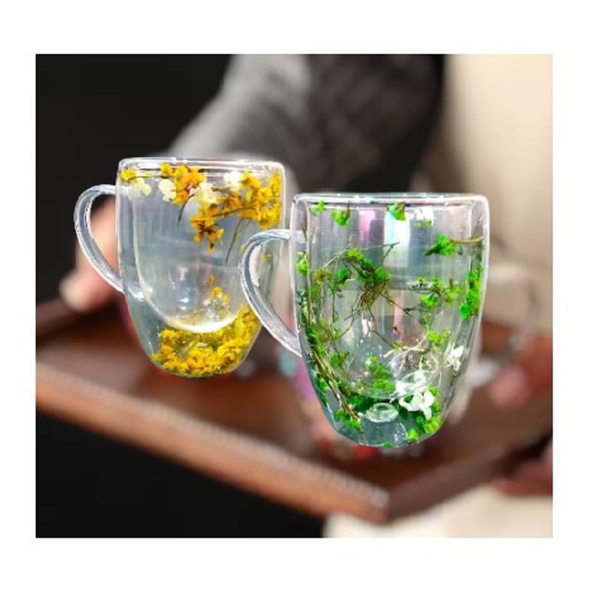 Taza De Vidrio Decorativa de Flores Secas A1 Amarillo, marca GENERICO - Foto Principal