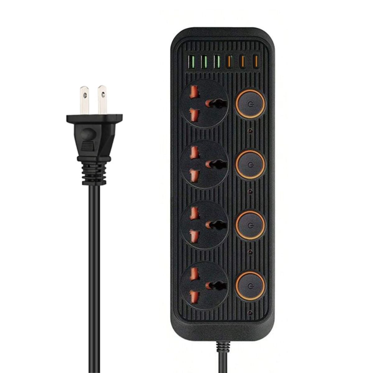 HOCO - Extensión Toma Corriente 3000W 4 Puertos Cargador USB y Tipo-C Carga Rápida