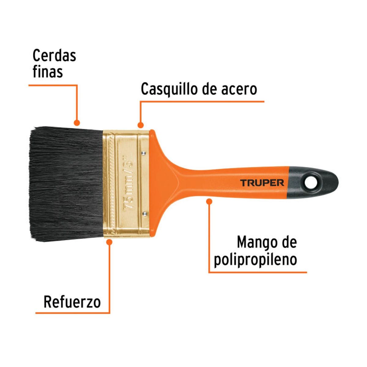 TRUPER - Brocha profesional de 3 con mango de plástico Truper - 14485