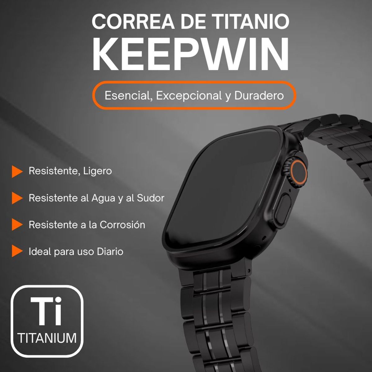 URVOI - Correa de Titanio Keepwin Mate para Apple Watch Ultra y Ultra 2 Negro