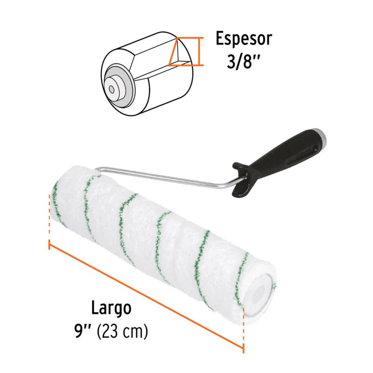 TRUPER - Rodillo para pintar 9 x 38 microfibra sup poco rugosas Truper 13894