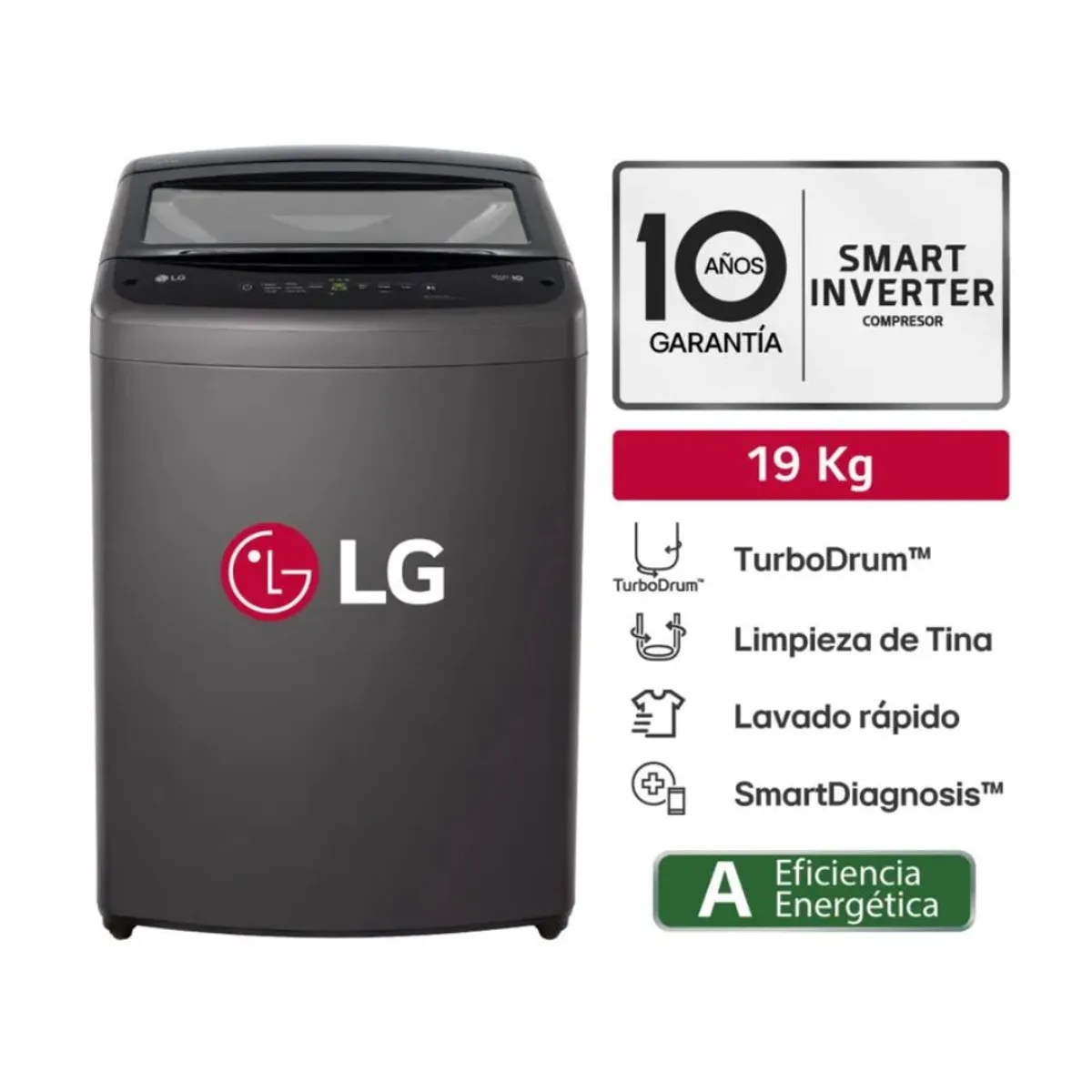 LG - LAVADORA WT19BVTB 19 KG TURBODRUM CARGA SUPERIOR NEGRO LG