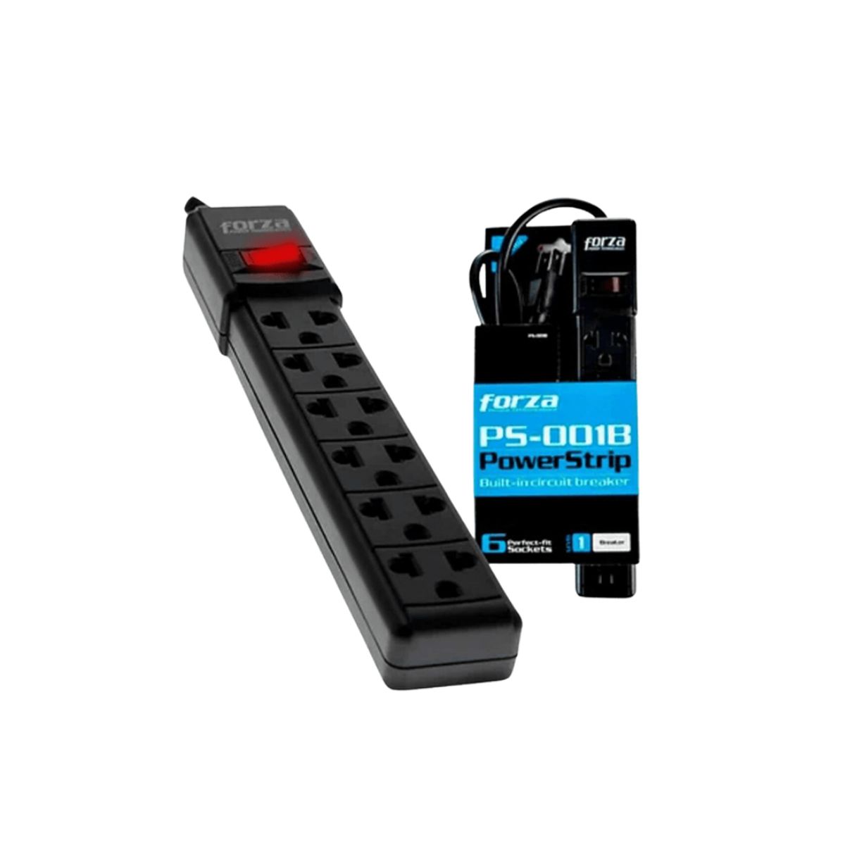 FORZA - REGLETA FORZA 6 TOMAS CABLE 90 CM NEGRO (FZ-FPS-001B)