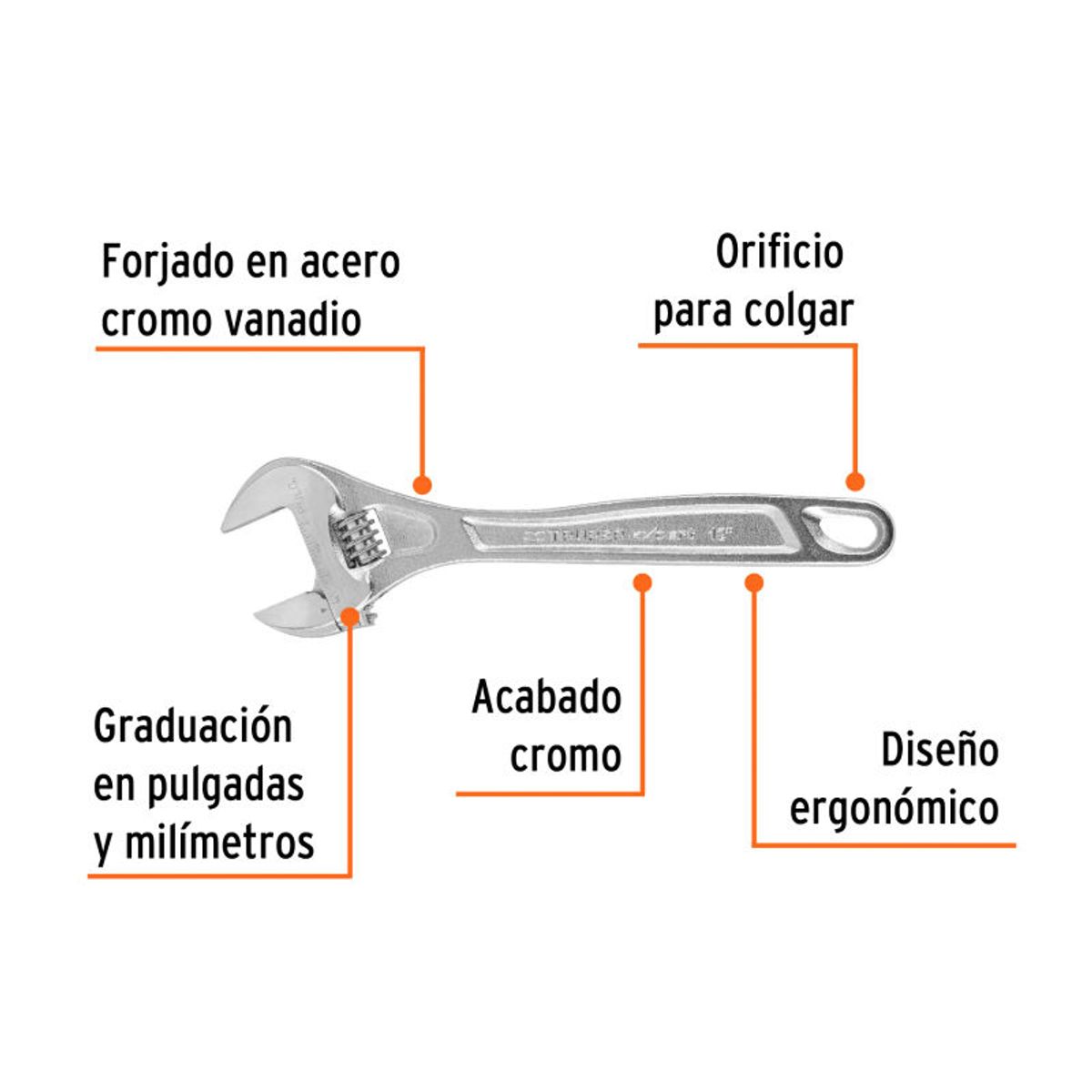 TRUPER - Llave francesa 12 profesional cromada Expert 15508