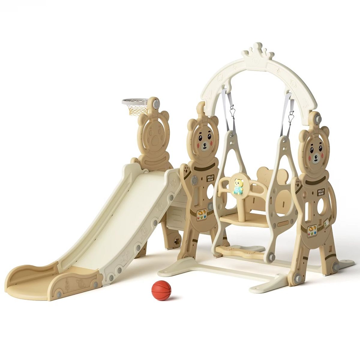 GENERICO - Juego de Tobogán Columpio Básquet 3 En 1