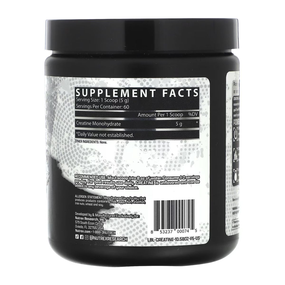 NUTREX RESEARCH - CREATINA NUTREX DE 300gr CON CUCHARA MEDIDORA Y STRAPS - CREATINA MONOHIDRATADA Y MICRONIZADA