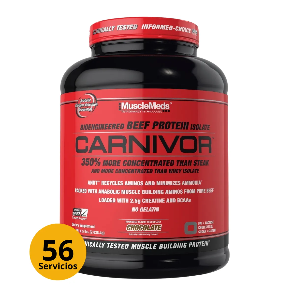 MUSCLEMEDS - CARNIVOR 4LB CHOCOLATE PROTEÍNA ISOLATADA HIDROLIZADA