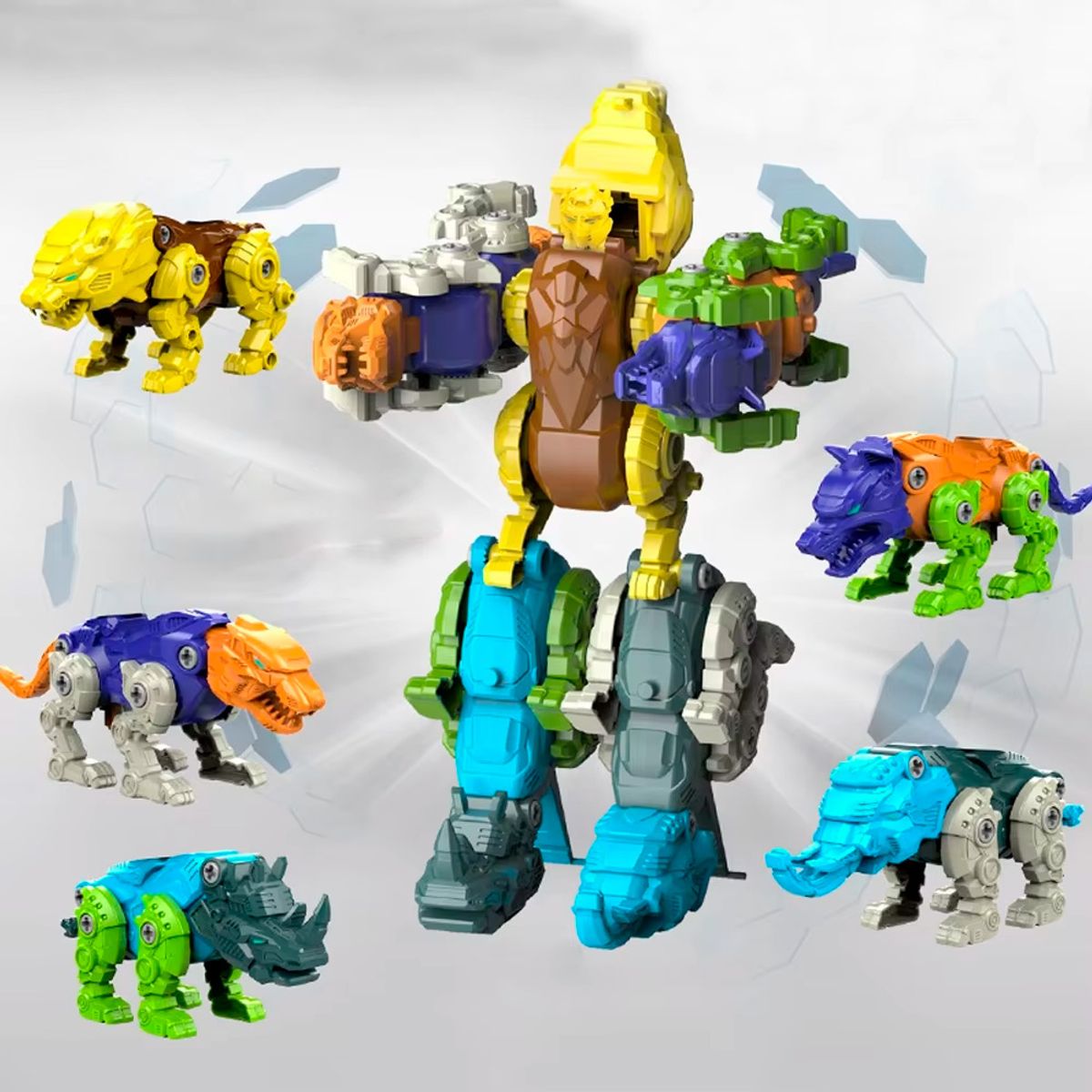 GENERICO - Robot Armable Figuras Dinosaurios, Animales 5 En 1 Robots