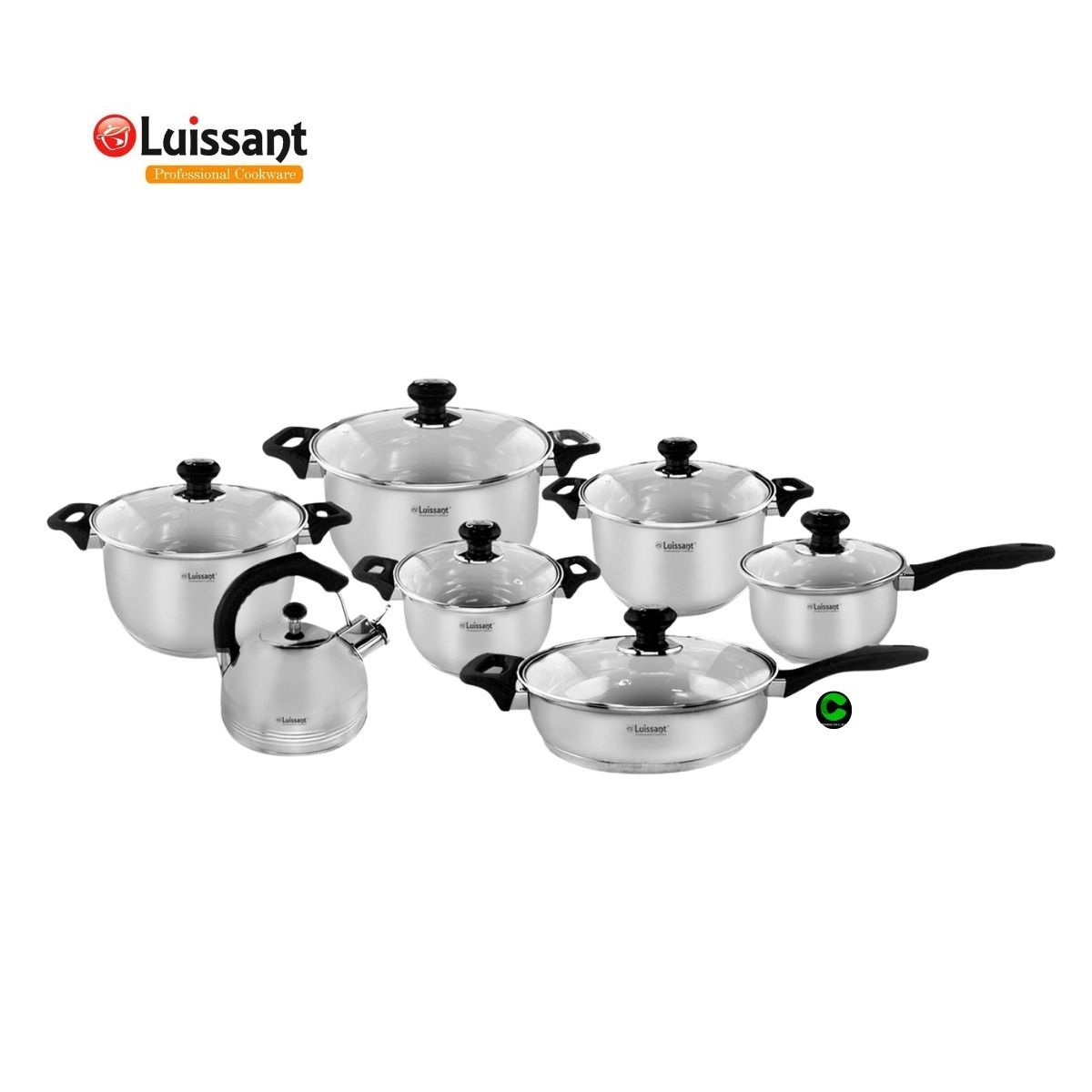 LUISSANT - Set de ollas LUISSANT Acero Inoxidable LU-1405A-IN 14 Piezas