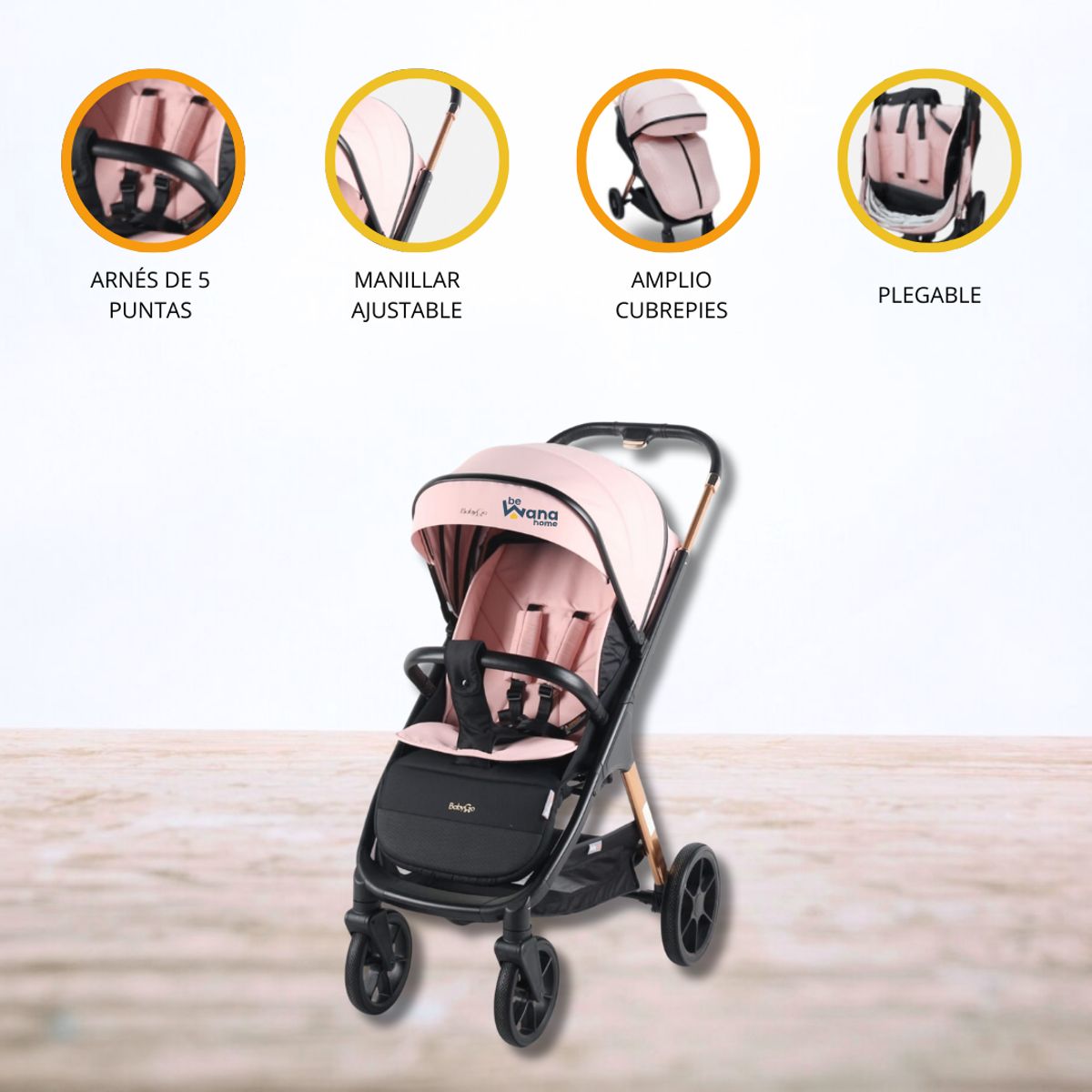 BABY GO - Coche Cuna Jogger «BRAVO» Pink