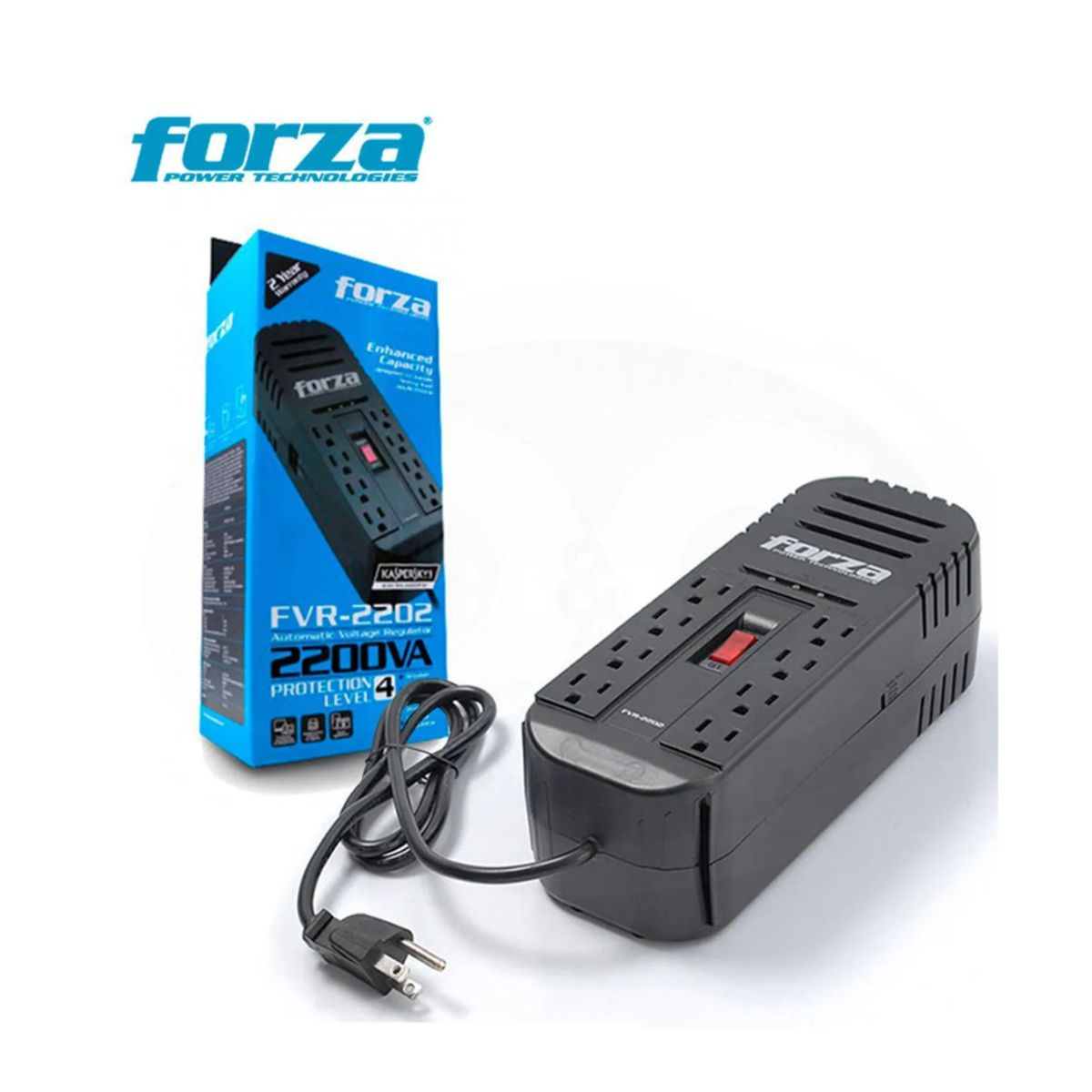 FORZA - ESTABILIZADOR FORZA 8 TOMAS 2200VA/1100W 220V NEGRO