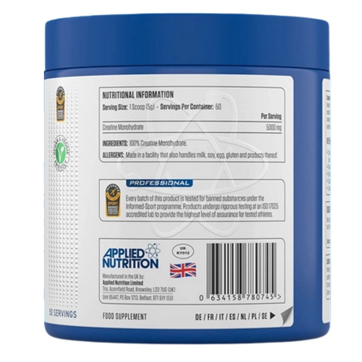 APPLIED NUTRITION - CREATINA APPLIED NUTRITION DE 250gr CON PORTASUPLEMENTOS - MICRONIZADA