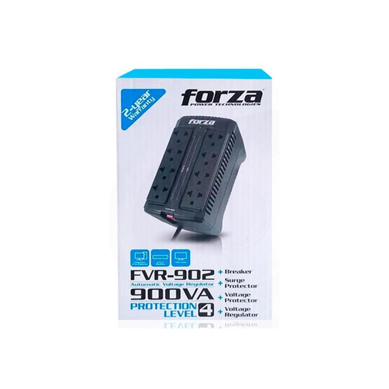 FORZA - ESTABILIZADOR FORZA 8 TOMAS 900VA/450W 220V NEGRO