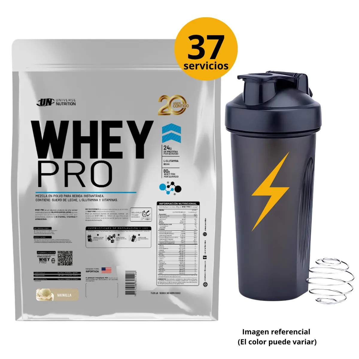 UNIVERSE NUTRITION - WHEY PRO DE 3kg VAINILLA CON SHAKER - PROTEÍNA WHEY