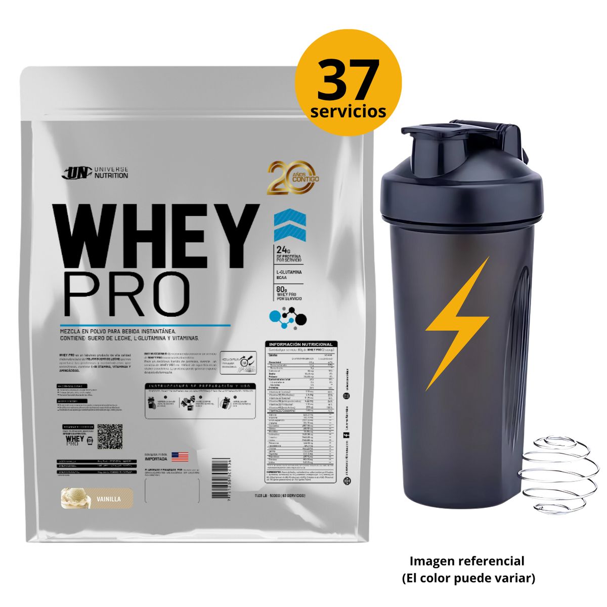 UNIVERSE NUTRITION - WHEY PRO DE 3kg VAINILLA CON SHAKER - PROTEÍNA WHEY