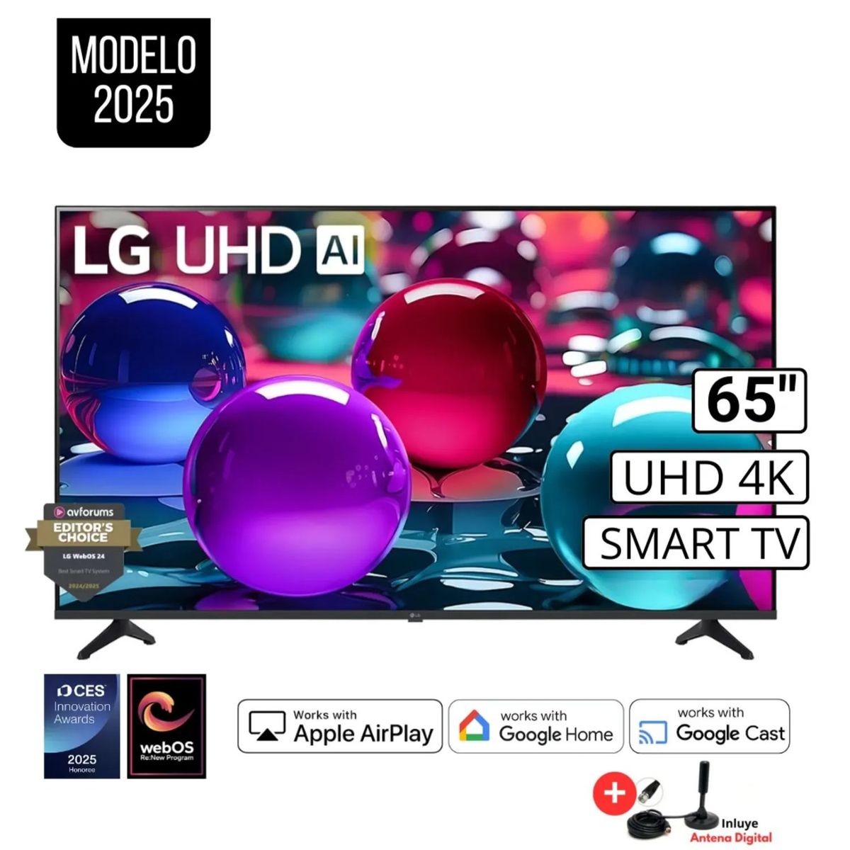 LG - Televisor Smart TV LG Led Uhd 65" 4K Thinq AI 65UA7300PSB 2025 + Antena Digital