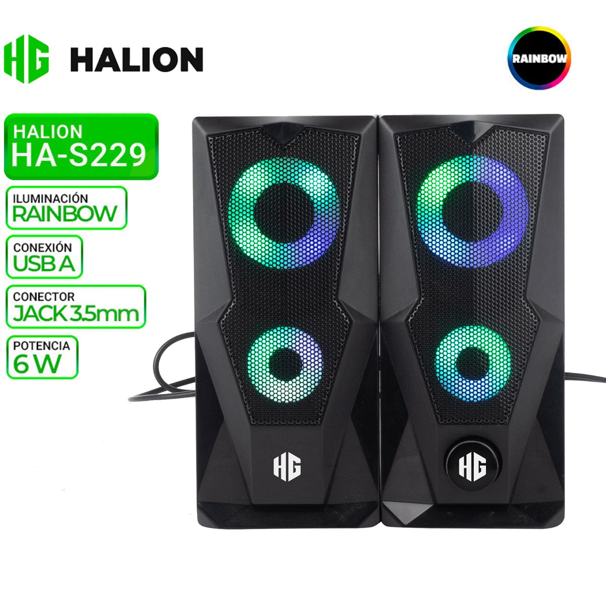 HALION - PARLANTE 2.0 GAMER USB HALION HA-S229 LED