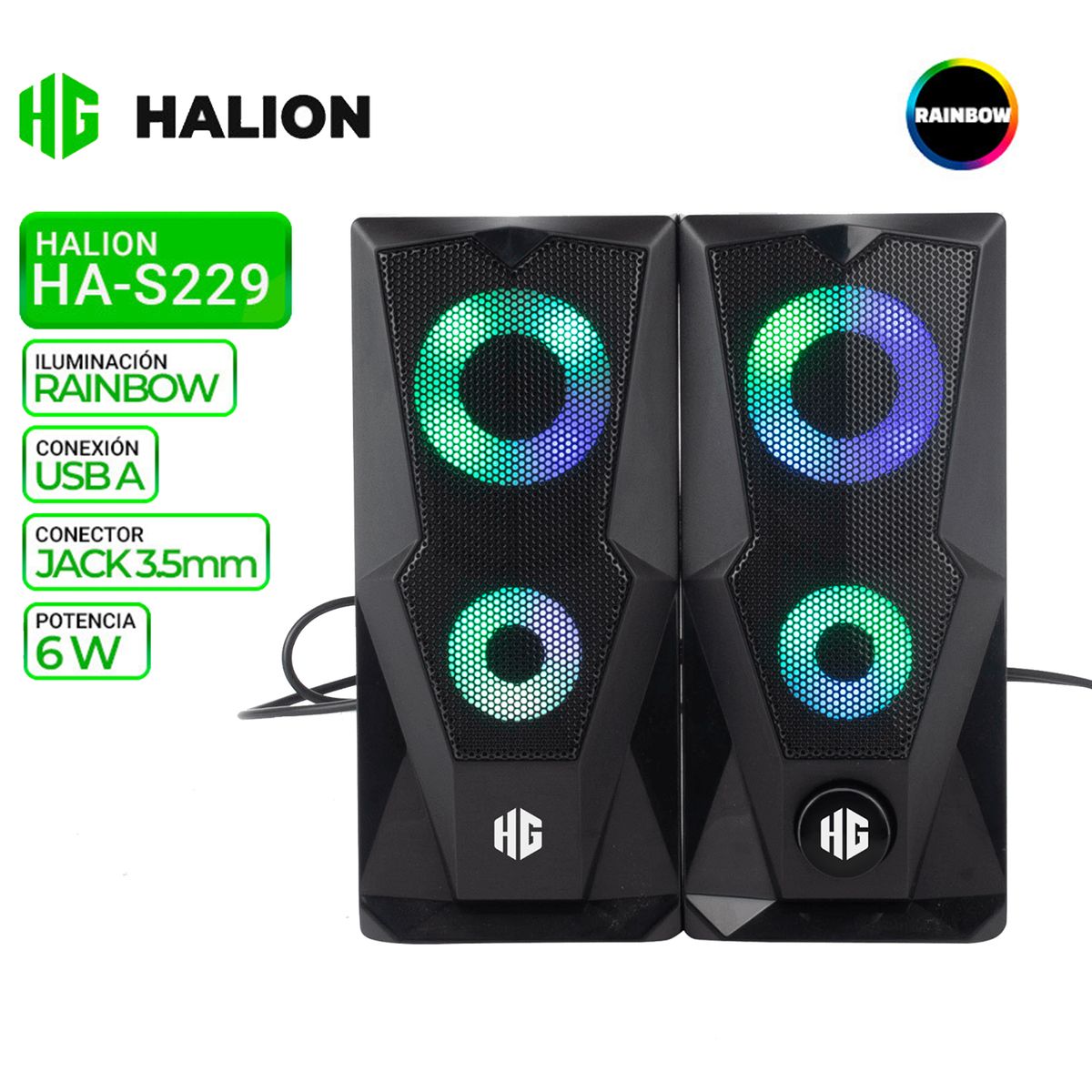 HALION - PARLANTE 2.0 GAMER USB HALION HA-S229 LED