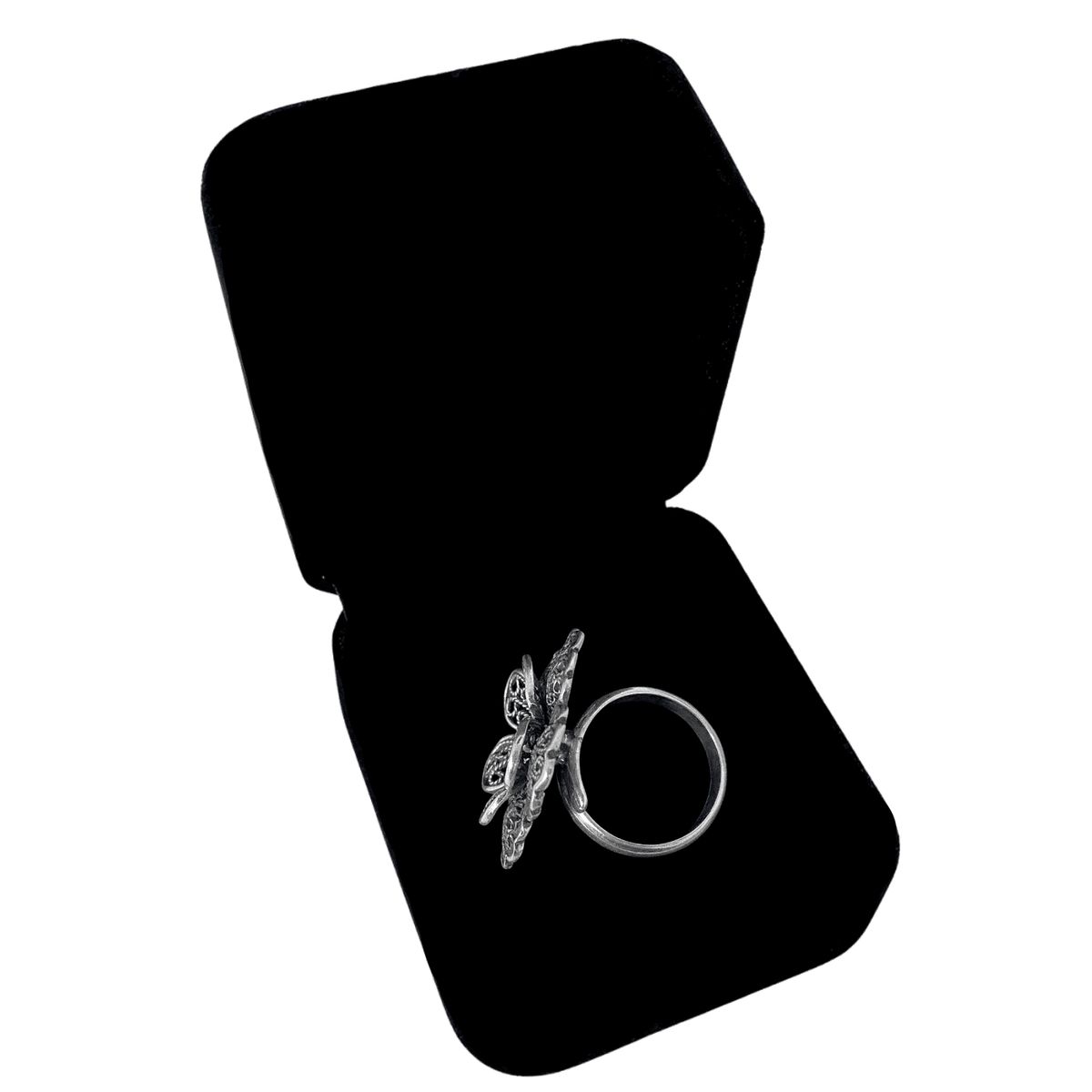 GENERICO - Anillo Mujer Flor Filigrana Regalo Plata Quemada 950