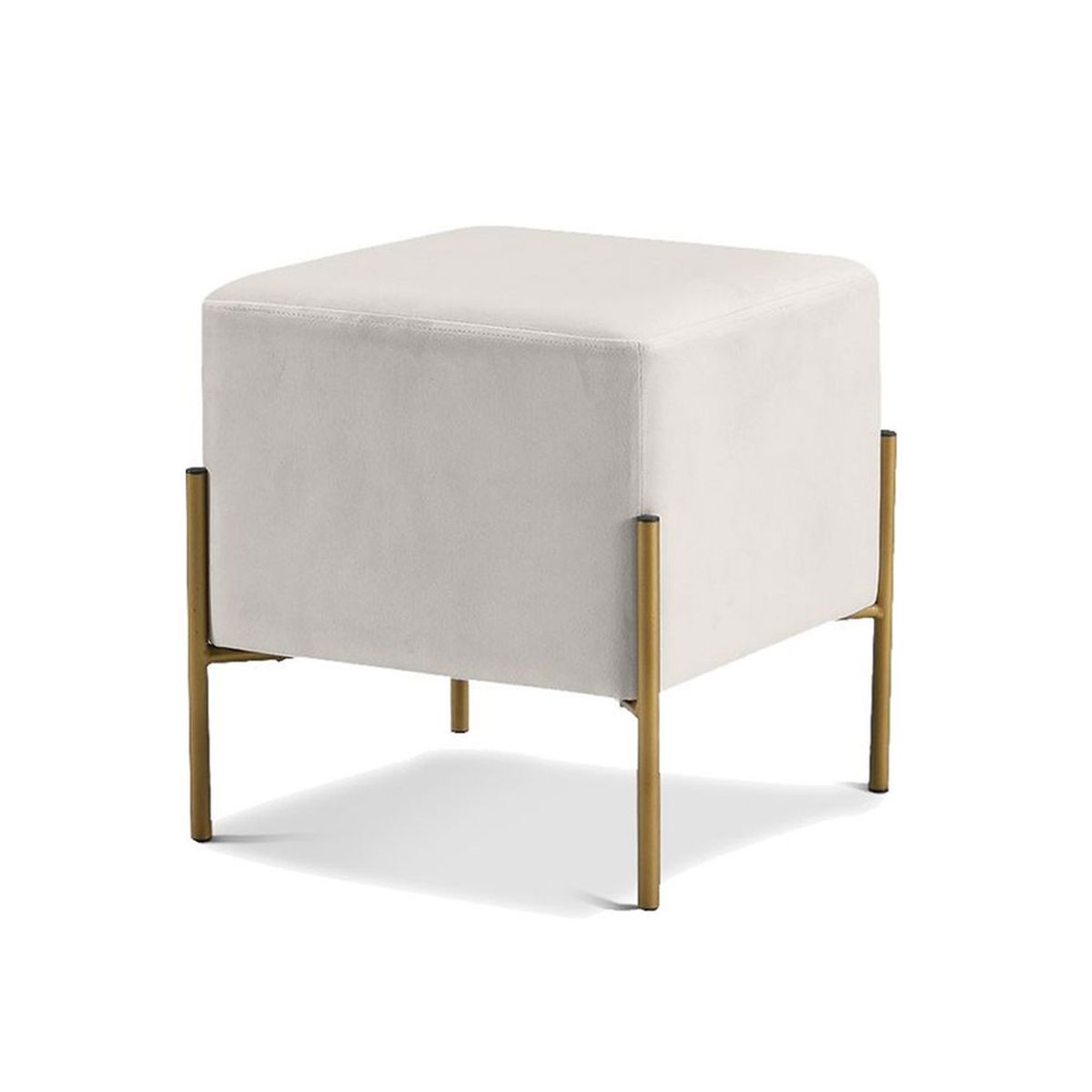 GENERICO - Puff Aurora Cuadrado con Base Metálica Ivory