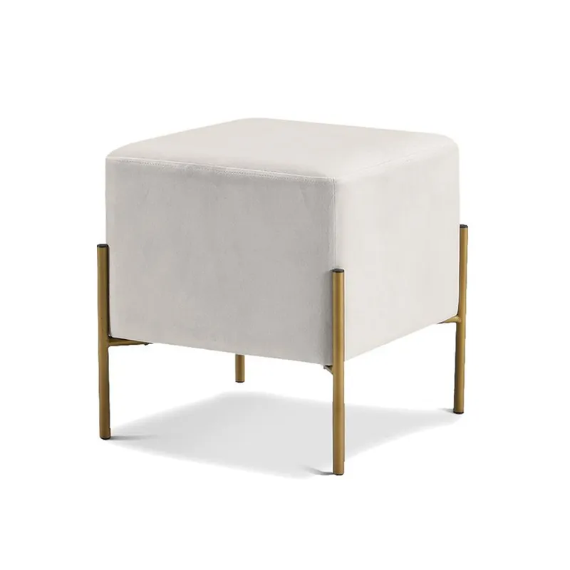 GENERICO - Puff Aurora Cuadrado con Base Metálica Ivory